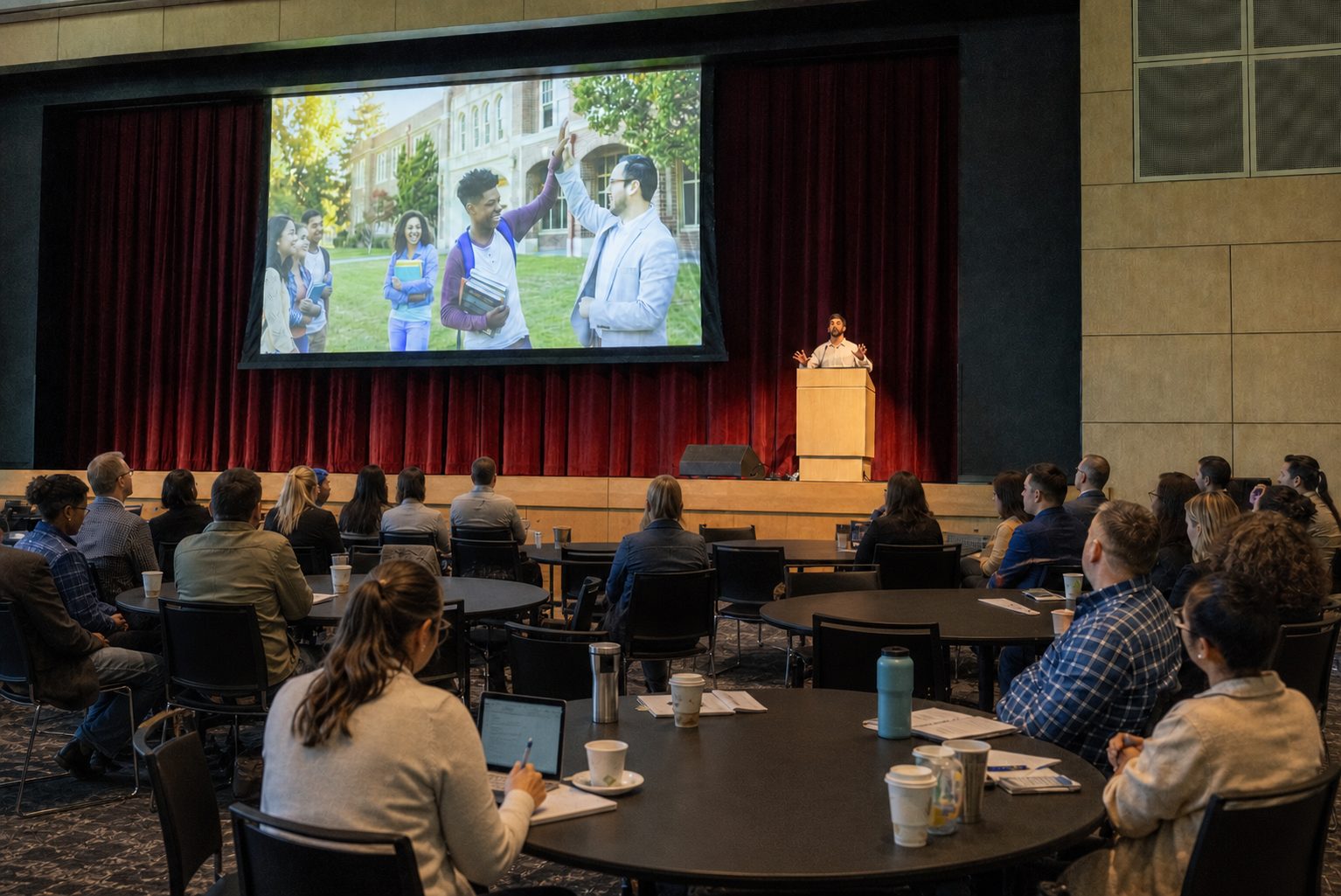 Sameer Hinduja presenting an AI session to a school audience